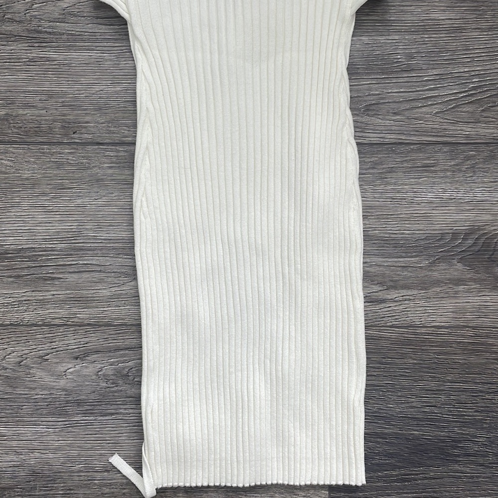 Thatssofetch | Lian White Ribbed Bodycon Halter Midi Dress Medium Small - Picture 7 of 7